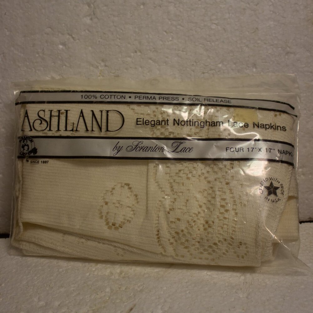 Ashland Elegant Nottingham Lace Napkins by Scranton Lace Set of 4 Ivory Napkins